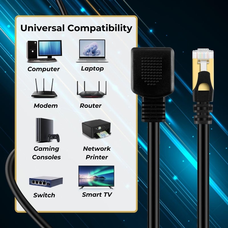 TNP Products TNP Ethernet Cable Extension Extender (10FT) - Cat7 Cat6 Cat5e Cat5 LAN RJ45 Female to Male Network Wiring Connector Plug Patch Wire - Ethernet Cord Extender for Router Modem Smart TV Computer Laptop - Image 5